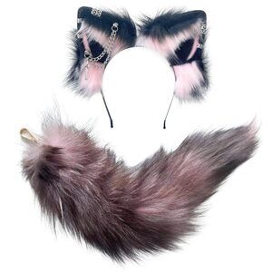 2442 Cat Fox Wolf Ears And Tail Set - Plush Cosplay Clips